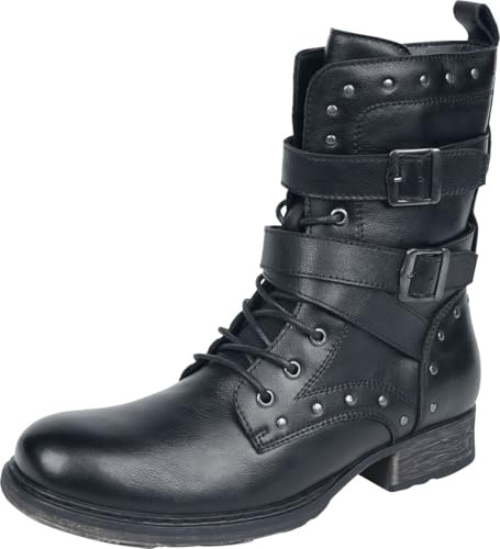 Rock Rebel by EMP Herren Schwarze Boots mit Reißverschluss und Riemen