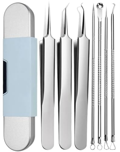 7pcs/Set Blackhead Remover -Werkzeuge, sicheres Edelstahl -Comedone -Extraktor -Werkzeug, hautfreundlicher sauberer Hautspatel für Männer und Frauen, Extraktionstools für Kosmethetiker