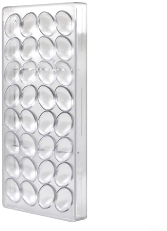 Moule rigide en polycarbonate transparent conçu pour la fabrication de chocolats et de bonbons, plastique avec revêtement sans revêtement et rainures lisses pour des formes cohérentes (forme d'œuf)