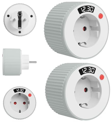 2 Pcs Prise Minuteur 3680W 16A, Countdown Timer Prise de 1 Minute à 24 Heures, Programmateur Prise Électrique avec Affichage LED, Rotation Réglable, Minuteur de Prise pour Appareils Électroménagers