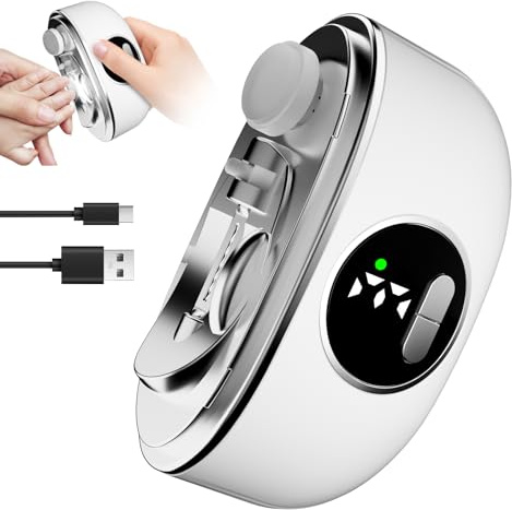 2026 Upgraded Electric Nail Clippers for Fingernails & Toenails, Rechargeable 6-Speed Electric Nail Trimmer File with LED,Display, Storage,for all width & thickness Nails,Ideas for Seniors,Adults,Kids