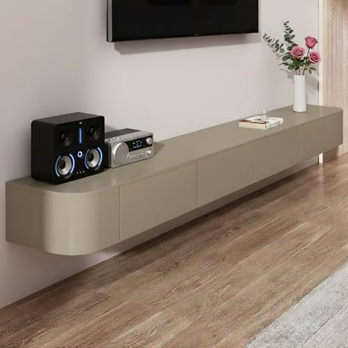 NOYHHAV Soporte Flotante para TV, Estantes para TV Montados En La Pared con Puerta, Consola Multimedia para,Mueble de TV Flotante Caqui