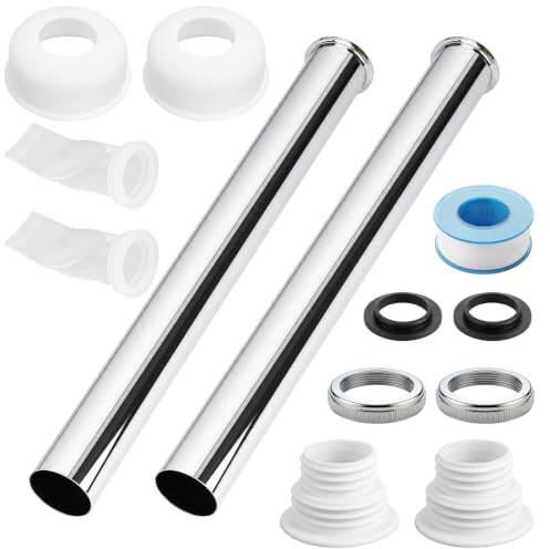Prolunga universale per sifone, 30 cm, in acciaio inox, con protezione antiodore, per bagno, lavandino e cucina