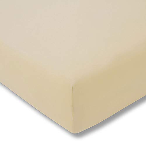 ESTELLA Topper-Spannbetttuch Zwirnjersey | Natur | 180-200x200 cm | passend für Topperhöhen von 7-10 cm | trocknerfest und bügelfrei | 97% Baumwolle 3% Elastan