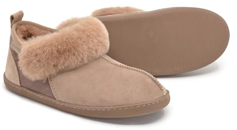 Vanuba Karayaka Handmade Damen Hausschuhe, Naturleder, 100% Schafwolle, Warme und Bequeme Hausschuhe,Leder + Harz Beige/Beige,36 EU