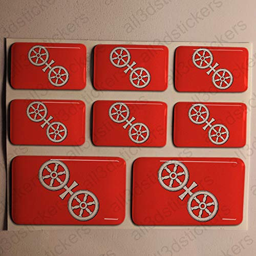 All3DStickers Aufkleber Mainz Deutschland Flagge 8 x Flaggen von Mainz Deutschland Rechteckig 3D Kfz-Aufkleber Gedomt Fahne