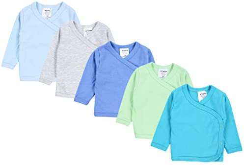 TupTam Baby Jungen Langarm Wickelshirt Baumwolle 5er Set, Farbe: Mehrfarbig 5, Größe: 68