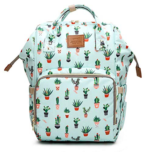 Naxdawon Baby Wickelrucksäcke Multifunktional Große Kapazität Wickeltasche Rucksack Babytasche Flaschen und Windeln Aufbewahrungstasche für Jungen und Mädchen (Kaktus)