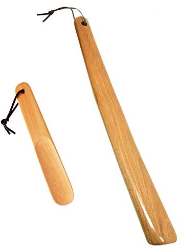 Milai 2Pcs Chausse-pieds-bois Chausse-pied avec corde suspendue,Shoe Horn Chausse-pied Long Manche,Chausse-pied en bois de hêtre,parfait pour Hommes Femmes Enfants(bois fraisé)