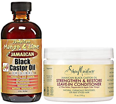 Jamaican Mango Black Rizinusöl Original 4 Unzen mit Shea Moisture Jamacian Black Rizinusöl Leave in Conditioner