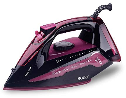 Sogo Plancha Multifunción Turbo Steam - 2800W de Potencia, Suela de Cerámica, Función Antical y Antigoteo, Ajuste de Temperatura, Golpe de Vapor 60g/min (SS-6330-PU)