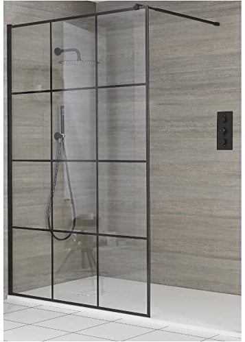 Milano Barq Black Grid Wet Room Shower Enclosure White Tray - 1400mm x 900mm
