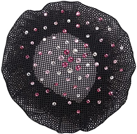 QHP Haarnetz Rhinestone Turnier-Haarnetz feinmaschig aus Mesh mit eleganten Strasssteinen (schwarz/rosa)
