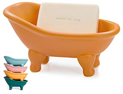 1 mini baignoire en céramique colorée de 14,2 cm - Porte-savon décoratif pour le maquillage - Pour hamster - Orange