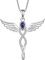 FJ Engelsflügel Kette Damen 925 Sterling Silber Schutzengel Anhänger Halskette Infinity Unendlichkeit Tansanit Dezember Geburtsstein Schmuck Geschenke für Frauen Mädchen
