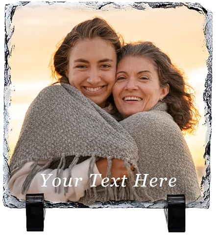 Personalised Gifts for Women Men Personalised Photo Gifts Photo Slate 6 x 6 Inch Rock Slate Gift for Him Her Gift for Mothers Fathers Day Birthday Anniversary Wedding Christmas Valentines Day