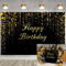 Joyeux Anniversaire Fête Toile de Fond Noir et Paillettes Bokeh Paillettes Taches Photographie Fête Anniversaire Fond Enfants Adulte Décoration de Gâteau de Table Photo Booth (2,1 x 1,5 m)