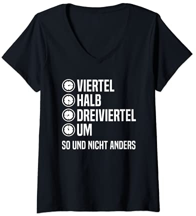 Damen Uhrzeiten in Ostdeutschland so tickt die Ossi Uhr Osten T-Shirt mit V-Ausschnitt