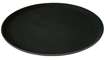 Lot de 6 plateaux de service ronds antidérapants Noir 35,6 cm