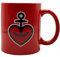 ASTRA Bier Kaffeebecher Kaffeepott Henkelbecher Kaffeetasse aus Keramik mit Henkel, Rot, Schwarz und Weiß Herzanker und Rakete Motive (ROT) 0,3 Liter