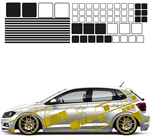 1A Style Sticker Auto Aufkleber Set 63 Teilig Autodekor KFZ Seitenaufkleber Tuningset Camper Wohnwagen Premiumfolie (Gold-Metallic)