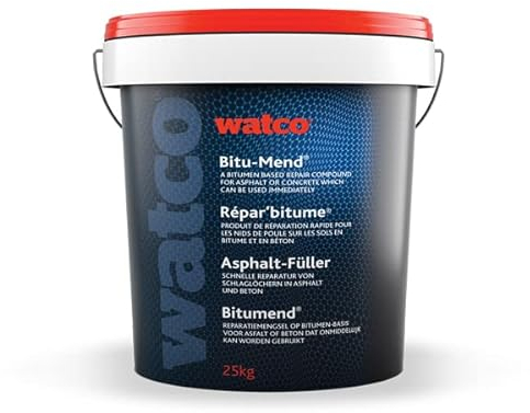 Watco Bitu-Mend® - Permanent Pothole Repair for Asphalt, Tarmac, Concrete, Pathways, car Parks, driveways and Roads - 25KG Bucket
