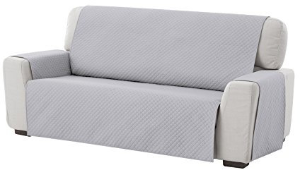 Textil-home Sesselschoner Sofaüberwurf Adele, 3 Sitzer - Reversibel gepolsterter Sofaschutz. Farbe Hellgrau