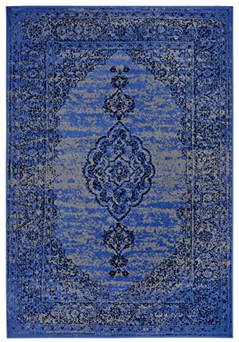 Hanse Home Gloria Orient Teppich 80x150cm – Wohzimmerteppich Mehrfarbig Vintage Teppich Orientalisches Muster für Flur, Esszimmer, Schlafzimmer, Kinderzimmer, Wohnzimmer, Küche – Jeans