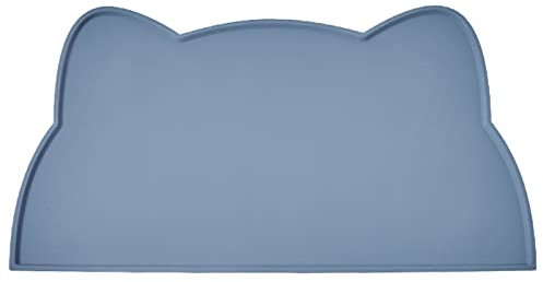 Cat Food Mat, Silicone Pet Feeding Mat for Floor Non-Slip Waterproof Dog Water Bowl Tray Cushion (20 x 12, Stone Blue)