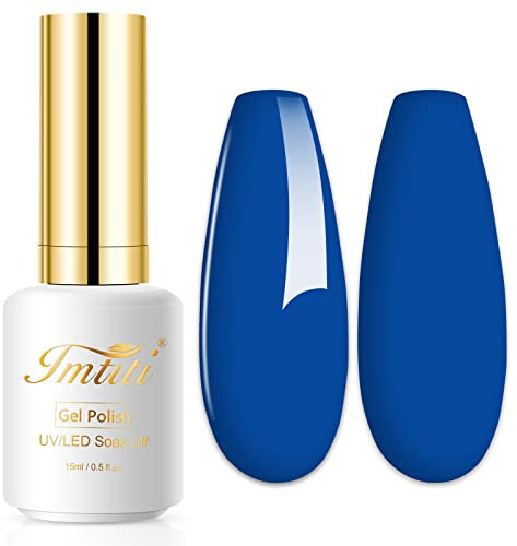 Imtiti Gel Nagellack, 1 Pcs 15 ML Königsblau Farbe Gel Lack Soak Off LED U V Nagel Gel Lack Nagellack DIY Nail Art Starter Maniküre Salon Gel Nagelset für Frauen Mädchen