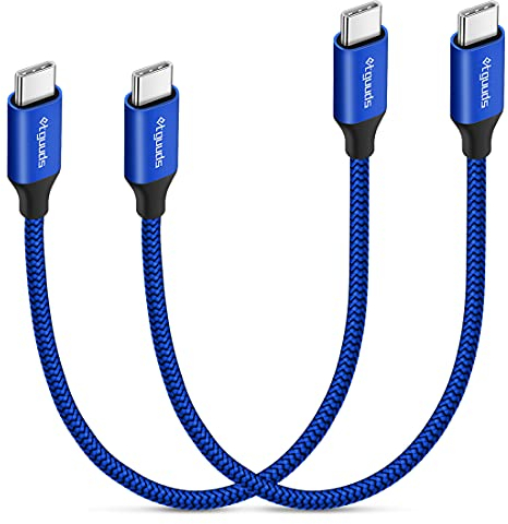 etguuds USB C auf USB C Kabel Kurz [2Stück 30CM], 60W USB Type C Ladekabel Nylon Schnellladekabel für iPhone 15 Pro Max Samsung Galaxy S24 S23 S22 S21 S20 S10 Note 20 Pixel 7/8 usw -Blau