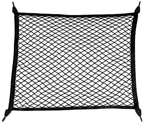 Filet de Rangement Universel pour Voiture 70x70 cm, Coffre Bagages Fixe en Nylon Élastique Flexible avec 4 Crochets