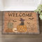 Welcome Halloween Coir Door Mat Non-Slip Rug Outdoor Front Door Mat Standard Welcome Mat Funny Creepy Black Cat Pumpkin Scary Spider Bat Doormat Outdoor/Indoor Housewarming Gift 16x24in