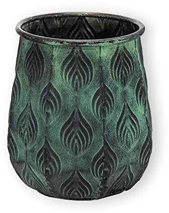 colourliving Übertopf Pflanztopf Cauldron Serie Pflanzgefäß aus Zink Rund Blumentopf Metall Blumenpott (19, grün)