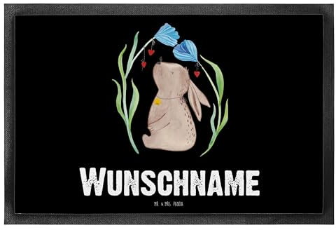 Mr. & Mrs. Panda Personalisierte Fußmatte Hase Blume 40 x 60 cm - Ostergeschenke, Osterdeko, Personalisierte Geschenke, Taufe, Osterdeko, Ostern