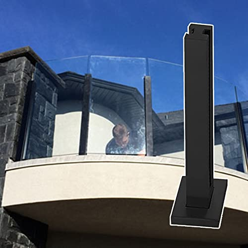 Zaunsäulen Glasgeländer Langlebiger Glasgeländer-Handlaufpfosten Aus Schwarzem Edelstahl, Quadratisches Handlauf-Sicherheitsset für Treppen Balkon Loft Flur, Einfache Installation (Color : Mid Post,