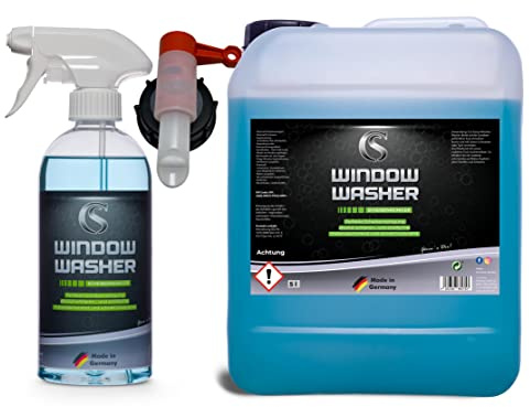 Car Sense Window Washer Autoglasreiniger 5 L Kanister mit Leerflasche und Hahn Fensterreiniger I Autopflege Reinigung von Fahrzeugscheiben innen und außen I streifenfrei für den perfekten Durchblick