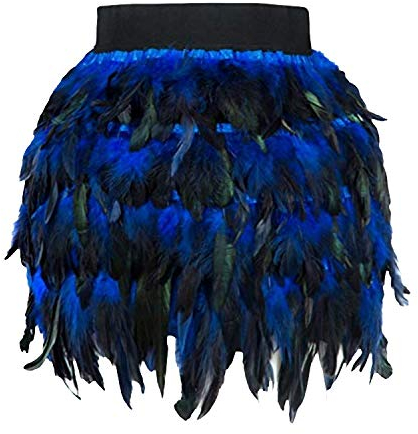 Damen Feder Rock Karnevalkostüm Party Minirock Schwarz Mittlere Taille Mini A-line Rock Mode Käfig Dessous Gothic Rave Wear Petticoat Retro Tutu Ballet Cosplay Prom Abendkleider (Blue, L)