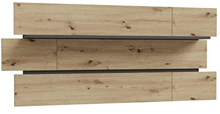 DEINE TANTE EMMA LKDB01-M610 Paneel LEOKADIA Wandregal passend zur Wohnwand Artisan Eiche/Grau ca. 195 x 83 x 22 cm