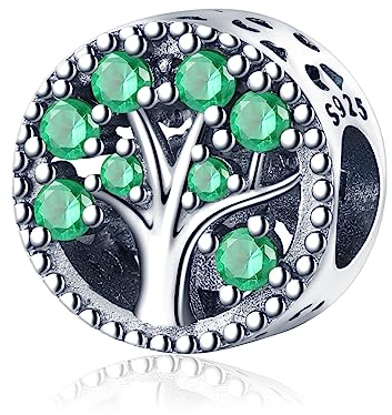 Familienstammbaum Charms Anhänger 925 Sterling Silber für Europäische Armbänder und Halskette - Family Bead Charms mit Zirconia