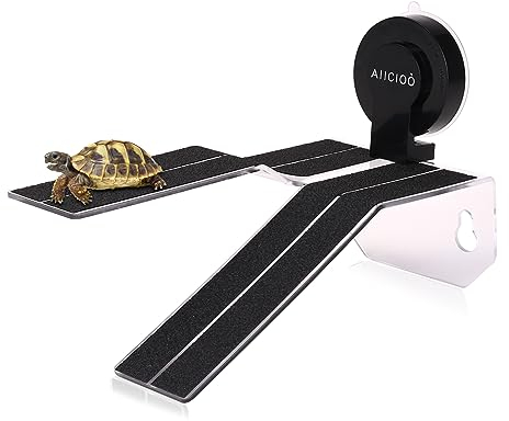 AIICIOO 3-in-1 Schildkröten-Dock aus Acryl mit Rampe und Tauchplattform, Deluxe-Schildkröten-Plattform-Rampe für Schildkröte, Ruhen, Klettern, Tauchen mit Saugnapf, 21,8 x 10,9 x 14 cm