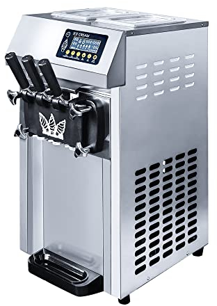 18L/H Commercial Slushy Ice Cream Machine, 1250W Soft Serve Ice Cream Maker, Automatic Ice Slushie Maker, 8L Tank, 3 Flavors, CE/FCC/CCC/PSE
