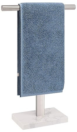 BathAce Handtuchhalter, T-Form Handtuchständer für Badezimmer mit Marmorbasis, 304 Edelstahl Ständer Handtuchhalter Freistehend Handtuchstange für Badezimmer Küche Arbeitsplatte (40,6 cm, gebürstet)