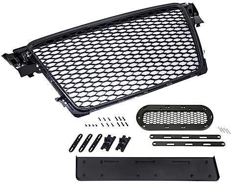 Kompatibel mit A4 B8 8K Kühlergrill Wabengrill PDC Front Grill Schwarz Glanz Emblemhalter 07-12
