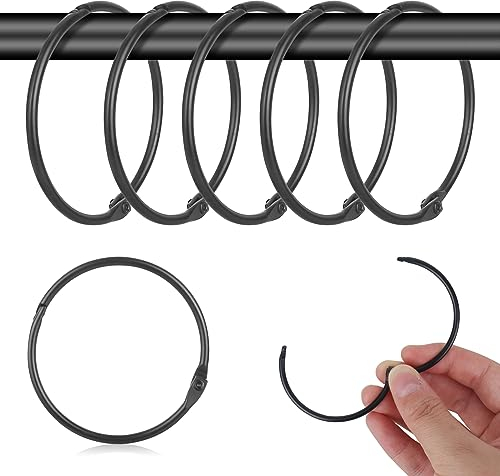 Gardinenringe 50mm, 40 Stück Gardinenringe Vorhangringe, Gardinenringe zum öffnen, vorhangringe zum öffnen für Duschvorhangstangen, Vorhänge und Gardinenstangen(schwarz)