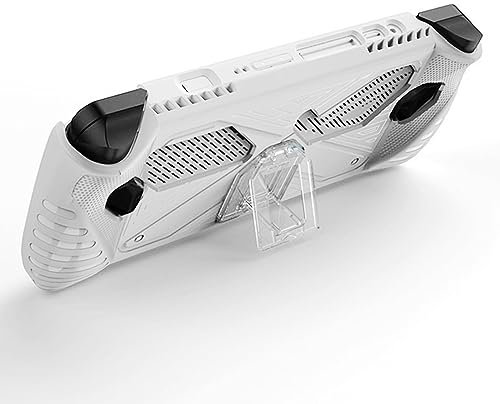 HUAYUWA Weiße Schutzhülle mit Halterung, kompatibel mit ROG Ally 17,8 cm (7 Zoll) Gaming Handheld 2023, weiche TPU-Hülle, Spielkonsole, vollständige Vorbereitungshülle