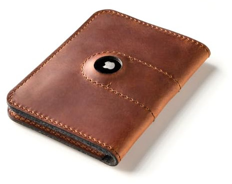 Crazy Horse Craft, AirTag Reisepass Geldbörse - Italienisches Leder, Classic Brown, Reisekartenhalter, Air Tag, Reisepasshüllen ID Passport Wallet