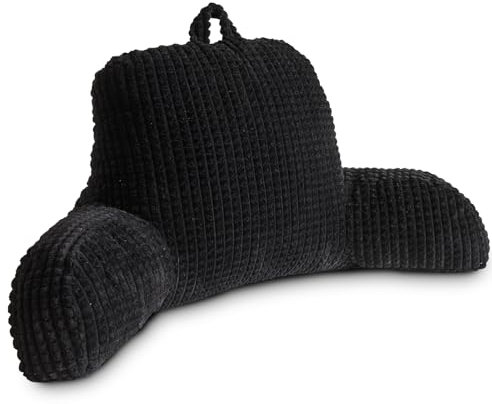 Holawakaka Adults Reading Pillow with Arms, Backrest Reading & Rest Pillows for Sitting Up in Bed, Bed Rest, Lounging, Working on Laptop,Arms Back Support Cushion for Men Women Teens, Black