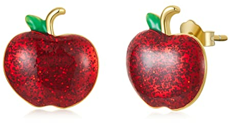 Rot Apfel Ohrstecker 925 Sterling Silber Weihnachts Ohrringe Obst Ohrstecker Weihnachts Ohrschmuck Geschenke für Frauen und Mädchen