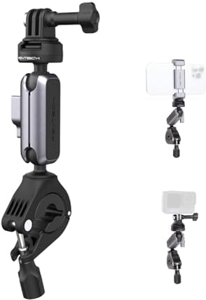 PGYTECH CapLock Bike Motorcycle Handlebar Mount for DJI OSMO Action 5 Pro/4/3/Pocket 3, for Gopro Hero 13/12/11, for Insta360 Ace Pro 2/X5/X4/X3/ONE RS, Action Camera with 1/4-20 Thread Adapter
